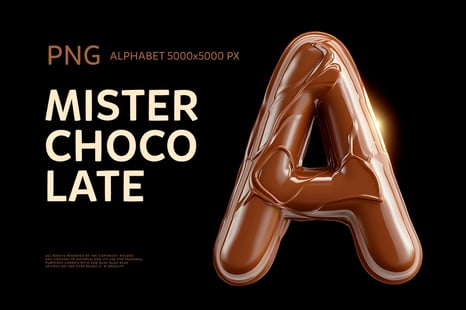 Mister Chocolate Font : Geometric 3D Alphabet PNG - Creative fonts