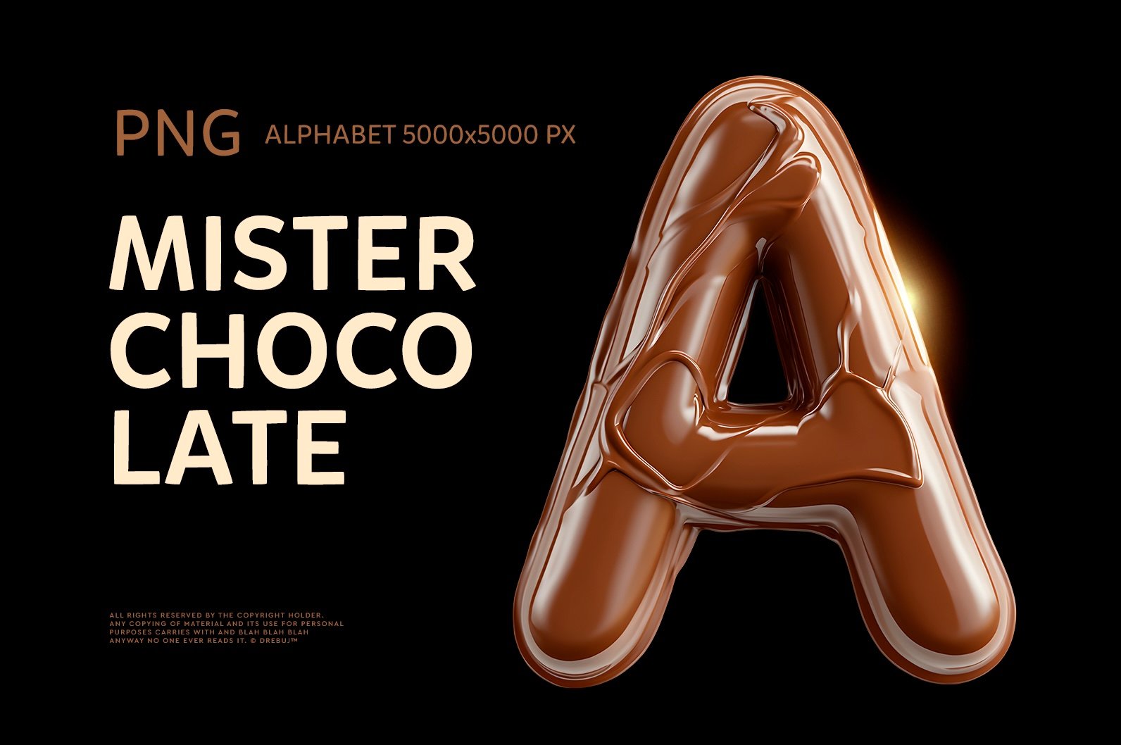Mister Chocolate Font : Geometric 3D Alphabet PNG