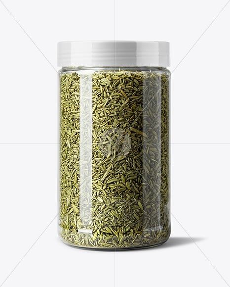 Plastic Jar with Dried Tarragon Mockup