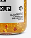 Clear Glass Jar with Hot Pepper Jelly Mockup