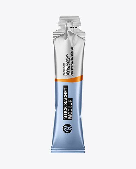 Metallic Stick Sachet Mockup - Front View