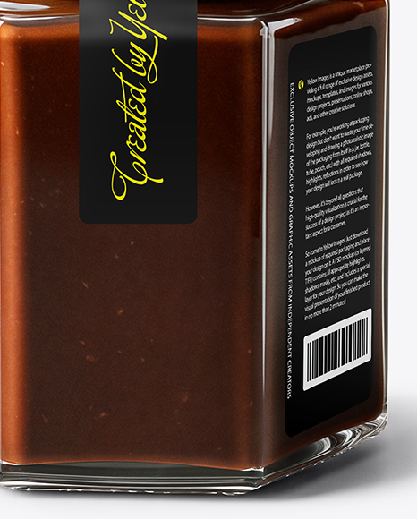 Hexagonal Jar with Chocolate Fudge Sauce Mockup