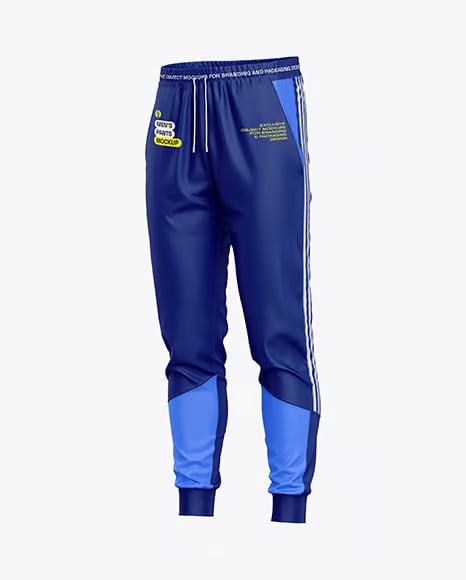 Men’s Pants Mockup - Half Side View - Men's+Side+Striped+Grey+Melange+Sport+Pants