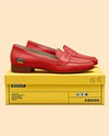 Pair of Women's Leather Loafers on Shoe Box Mockup
