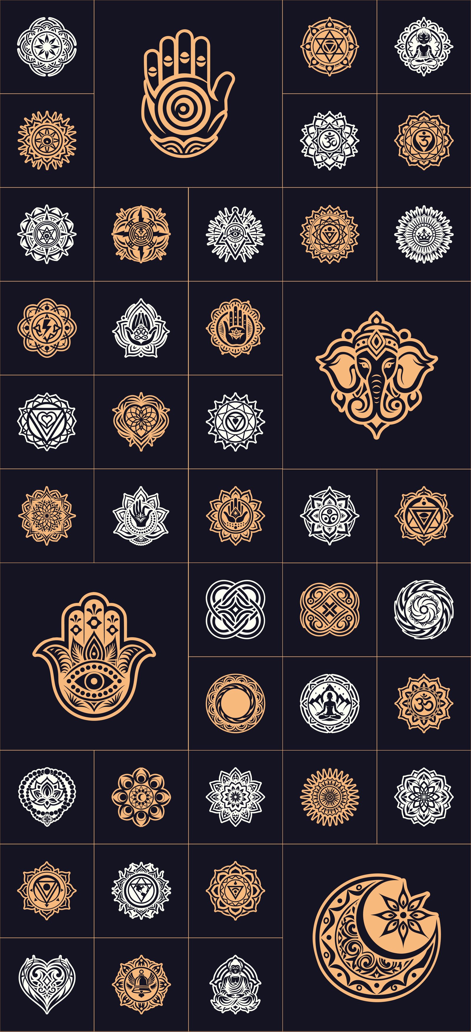 Yoga Symbols Vector Art Set