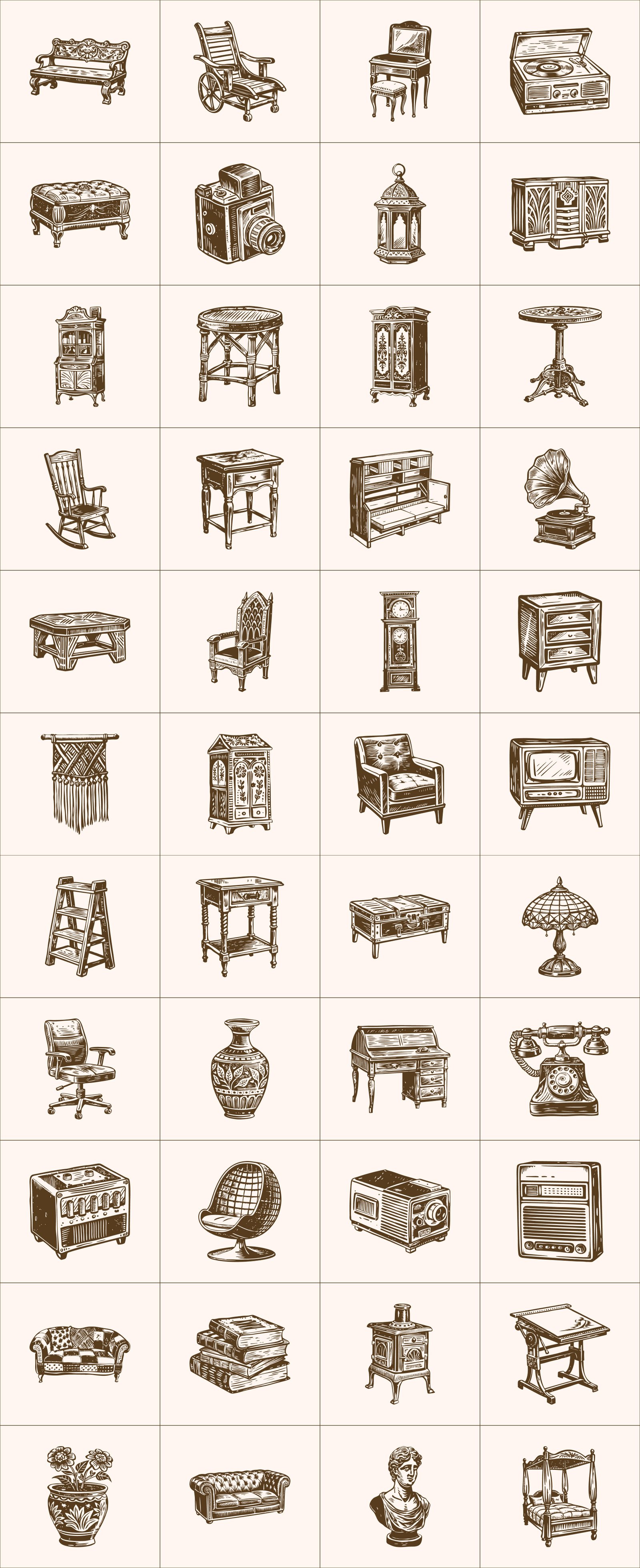 Vintage Interior illustration Set