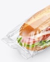 Clear Plastic Flow-Pack with Sandwich in Kraft Paper Sleeve Mockup