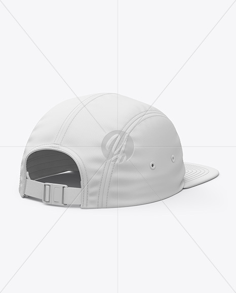 Five Panel Cap Mockup - Back Half Side View