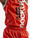 Woman Wearing Full Basketball Uniform and Holding Ball Mockup