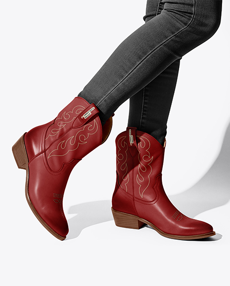 Cowboy Boots on Women's Legs Mockup - Stacked jeans mockup