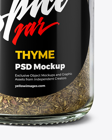 Glass Spice Jar with Thyme Mockup