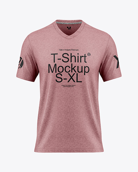 V-Neck Heather T-Shirt Mockup - Front View - Apparel mockups