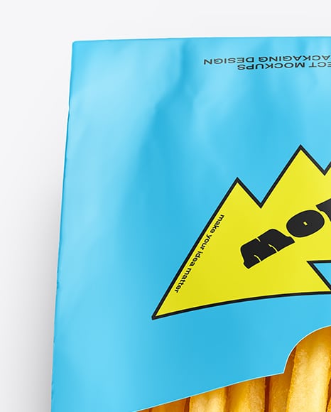 Paper Bag with French Fries Mockup