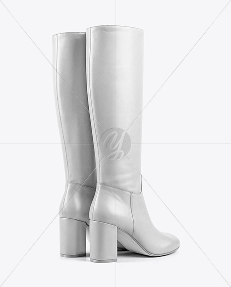 Pair of Women's High-Knee Boot Mockup