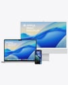 Apple IMac with Macbook and Iphone Mockup