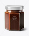Hexagonal Jar with Chocolate Fudge Sauce Mockup