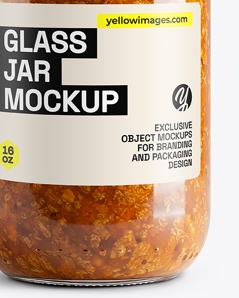 Clear Glass Jar with Meat Ragu Mockup