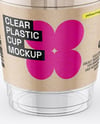 Clear Plastic Dessert Cup with Fork Mockup
