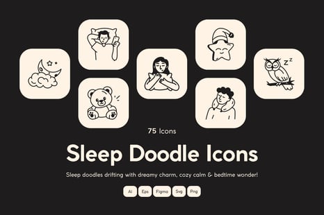Sleep Doodle Icon Set - Graphics