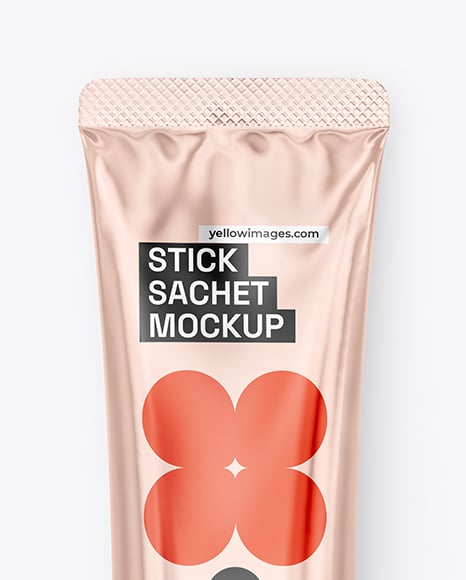 Glossy Metallic Stick Sachet Mockup
