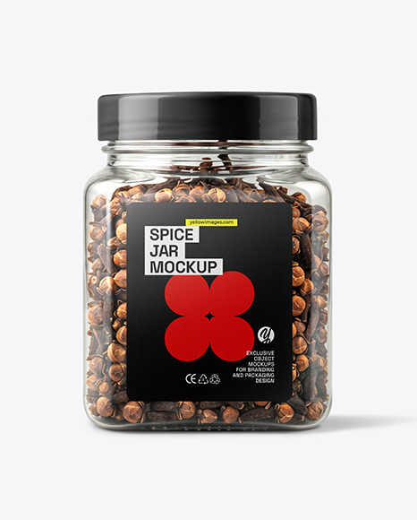 Square Plastic Jar with Whole Cloves Mockup - Free+Plastic+Jar+Mockup+|+Mockuptree