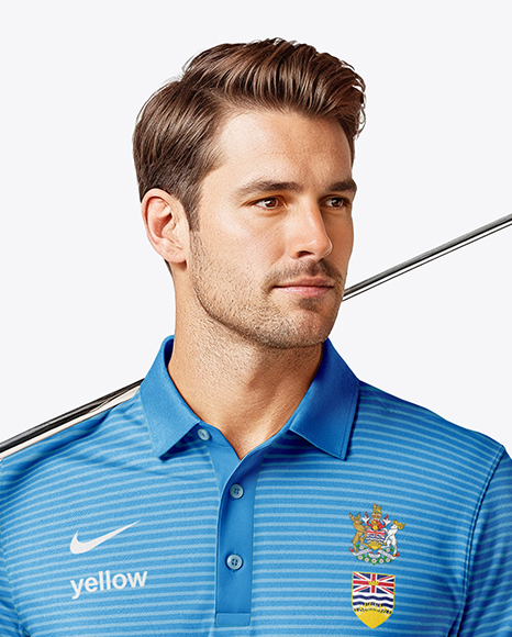 Man Wearing Golf Shirt and Chinos Mockup