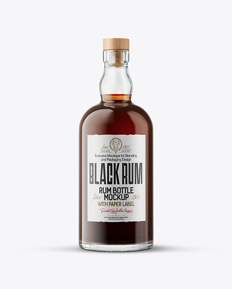 Black Rum Bottle Mockup - Black bottle mockup