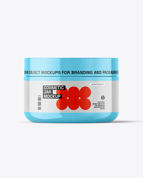 200ml Glossy Cosmetic Jar with Box Mockup