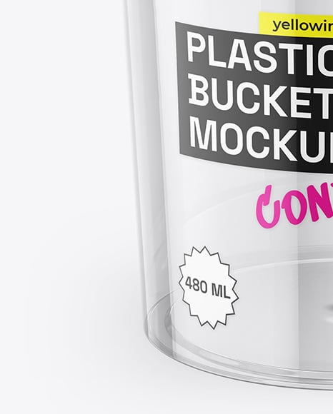 Clear Plastic Bucket with Handle Mockup