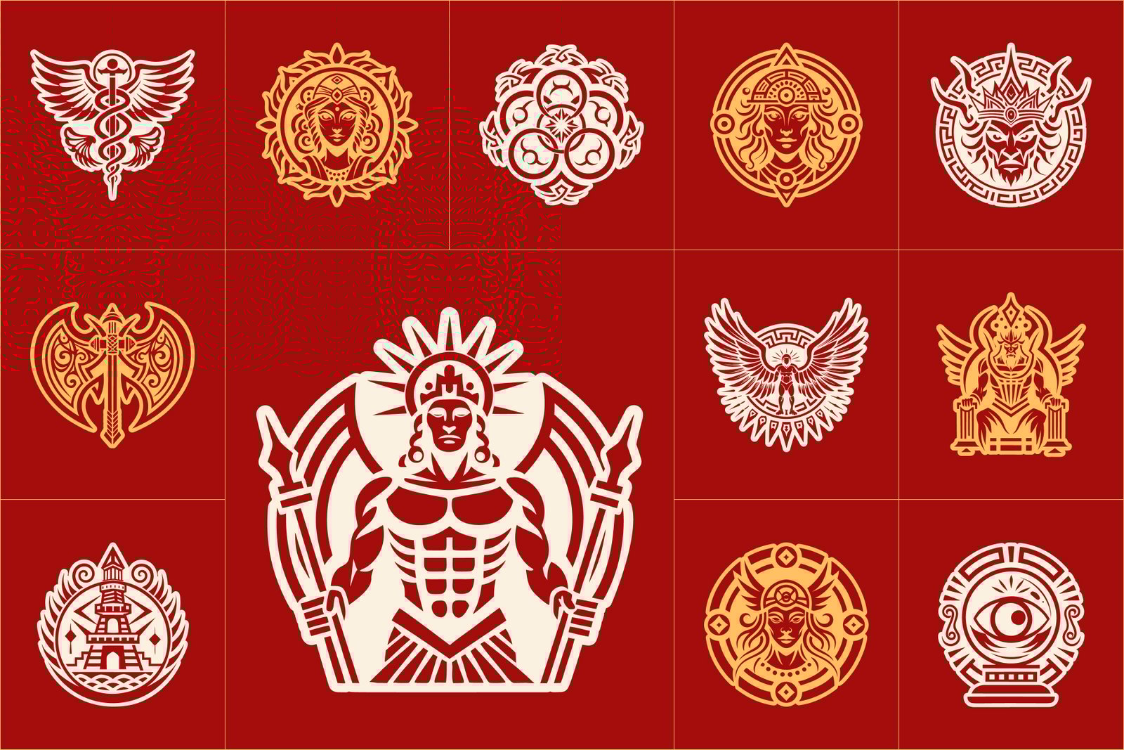 Greek Mythology Symbols Set