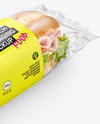 Clear Plastic Flow-Pack with Sandwich in Paper Sleeve Mockup