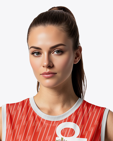 Woman Wearing Full Volleyball Kit with Ball Mockup