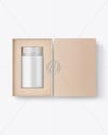 Pills Bottle in a Kraft Box Mockup