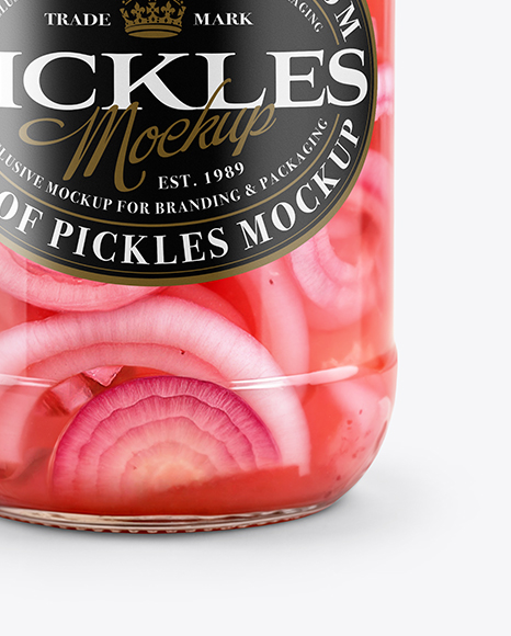 Clear Glass Jar with Red Pickled Onions Mockup