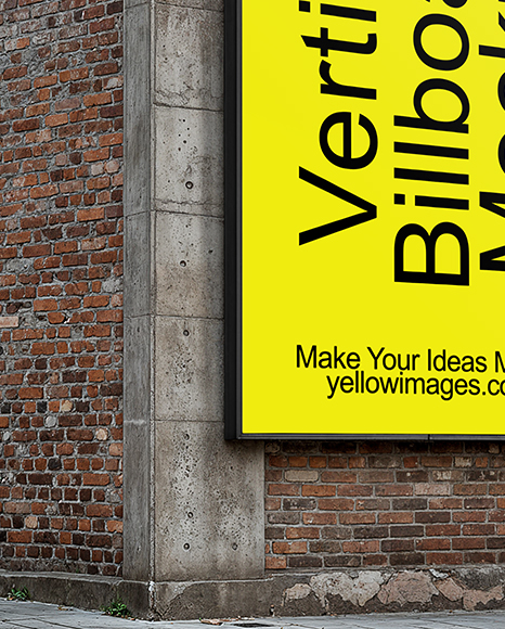Outdoor Vertical Billboard on a Building Mockup
