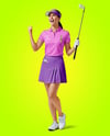 Woman Wearing Golf Shirt and Skirt Mockup