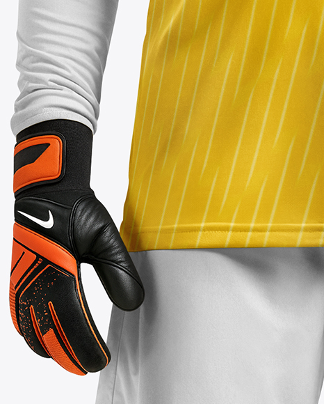 Soccer Goalkeeper Wearing Long Sleeve Jersey and Shorts Mockup