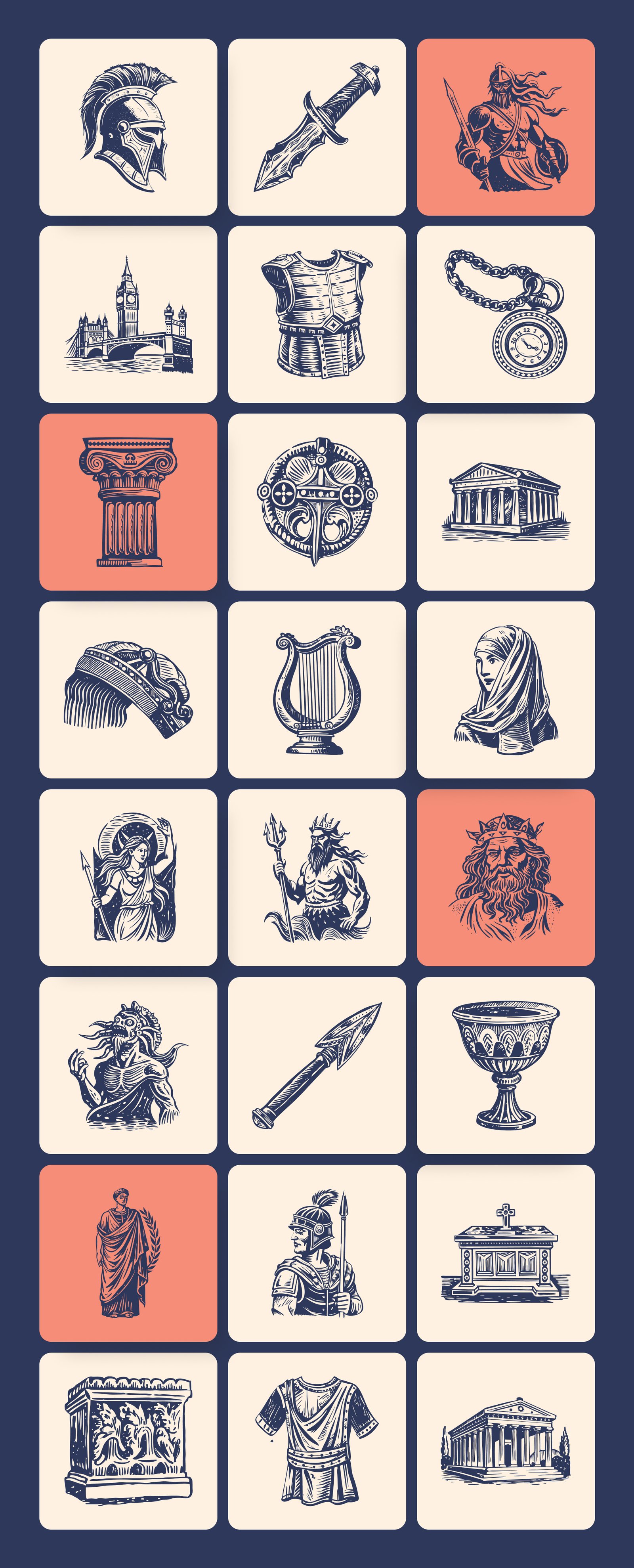 Vintage Roman Icon Set