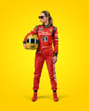 Woman Wearing Full Racing Kit Mockup
