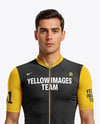 Man Wearing Cycling Jersey and Bib Shorts Mockup
