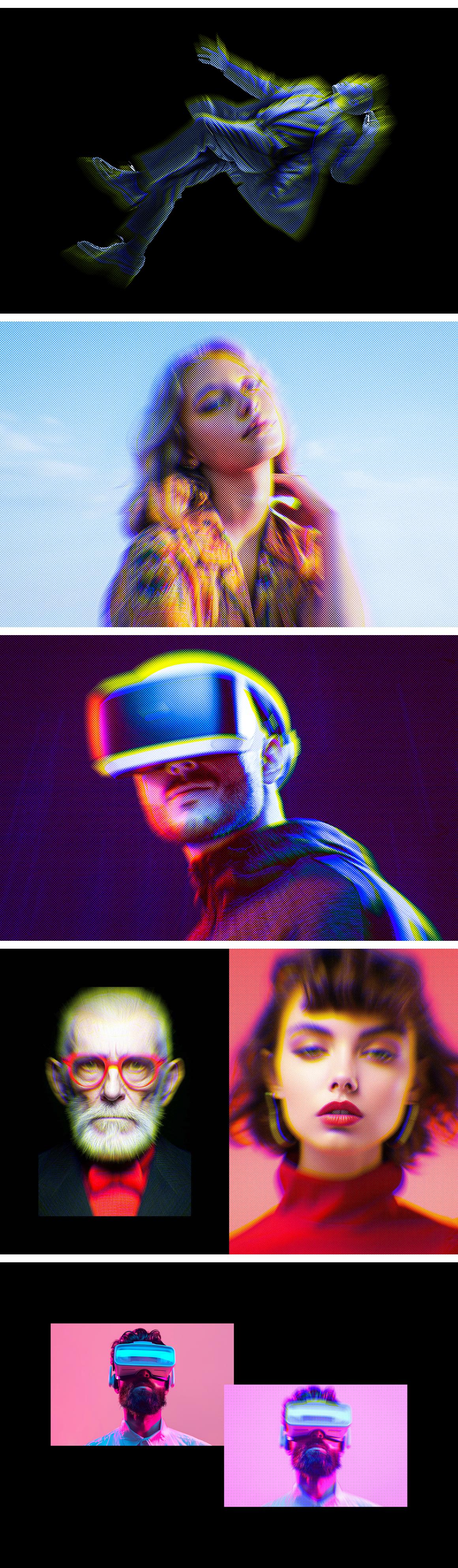 Cyberpunk Hologram Blur Photo Effect