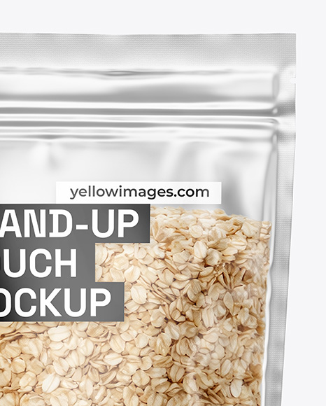 Clear Stand-Up Pouch w/ Oatmeal Mockup