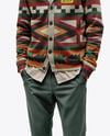 Young Man Wearing Cardigan and Shirt Mockup
