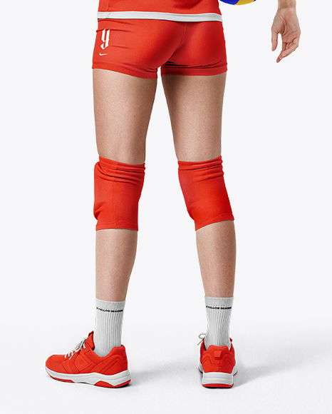 A Woman Wearing a Full Volleyball Kit With Ball Mockup