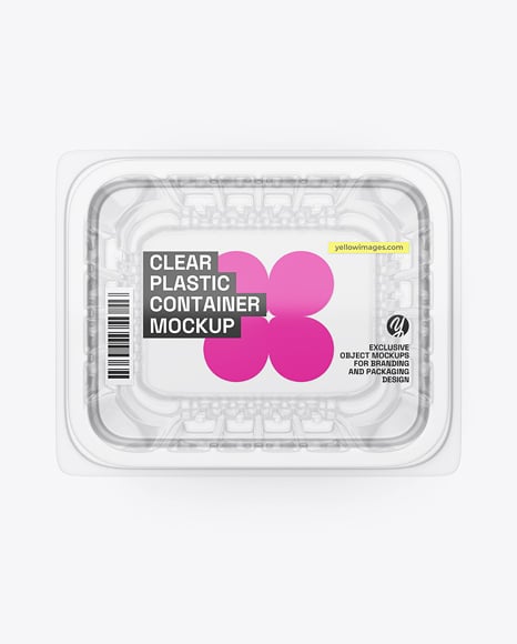 Clear Plastic Food Container in Paper Sleeve Mockup