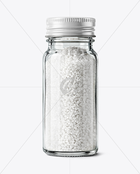 Glass Jar with Coarse Sea Salt Mockup