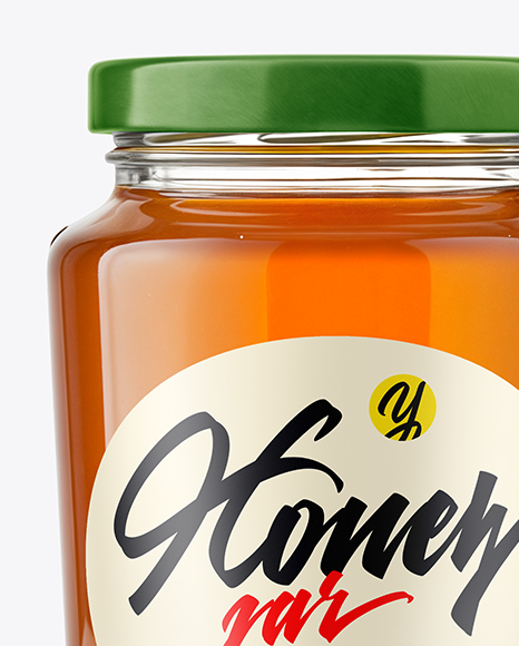 Clear Glass Jar with Linden Honey Mockup