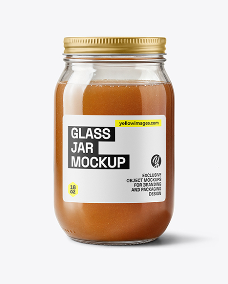Glass Jar with Beef Bone Broth Mockup - Glass can mockup