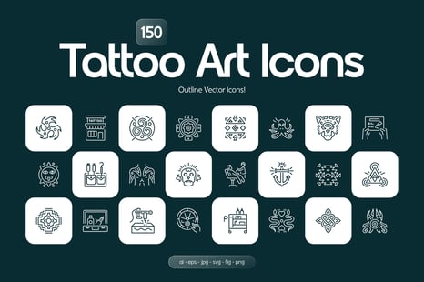 Tattoo Art Icons - Stencil