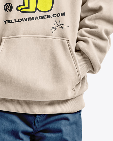Boy Wearing a Hoodie and Beanie Hat Mockup